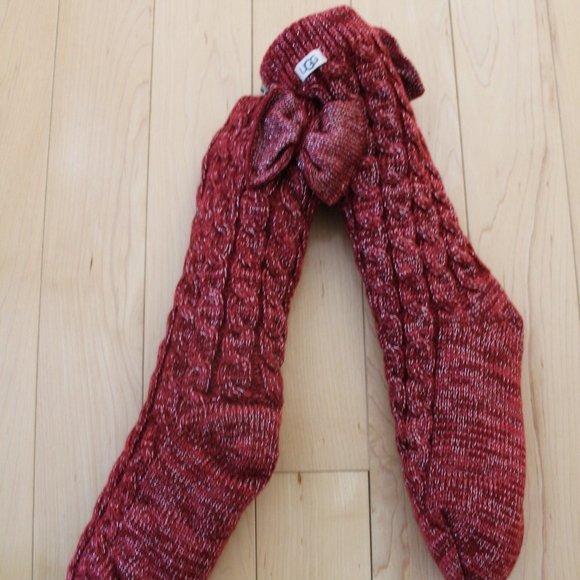 UGG WOMEN'S FLEECE LINED SOCK RED NEW WITH‎ TAGS - Picture 2 of 5